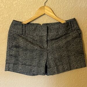 Express cotton flat waist shorts, black-gray heather.